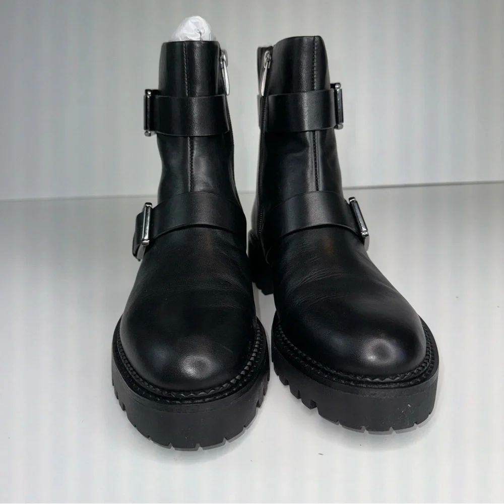 Nordstrom Macombs Water Resistant Moto Boot Leather NEW 8.5 Black